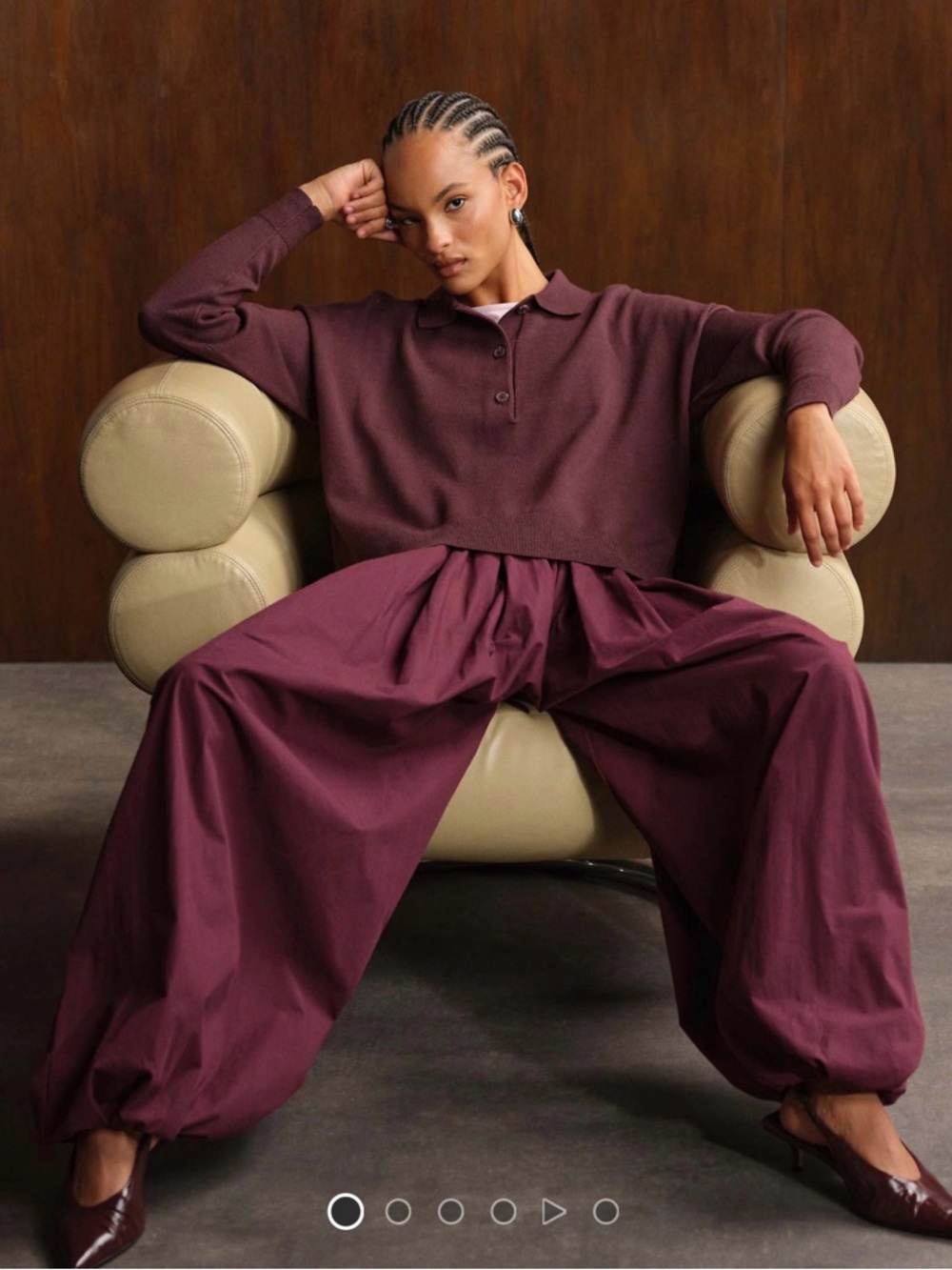 ASOS Wide-Leg Cotton Blend Pants in Deep Plum